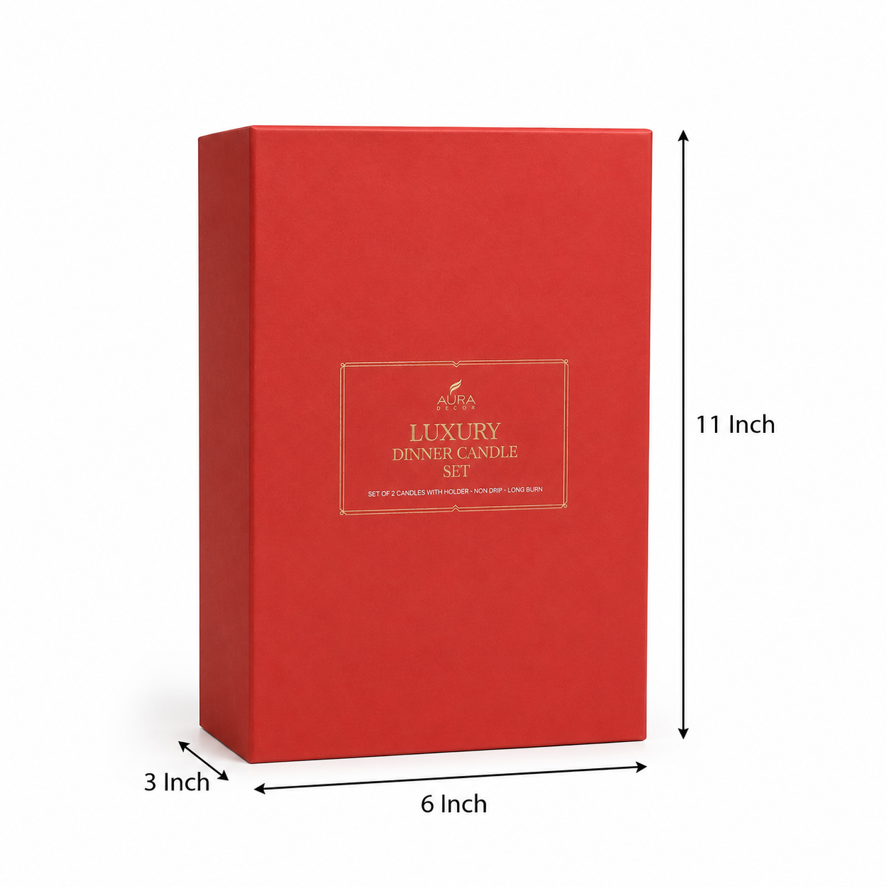 AuraDecor Luxury Dinner Candle Set 2 with Gold Metal Holders | Set of 2 Taper Candles | Premium Gift Box