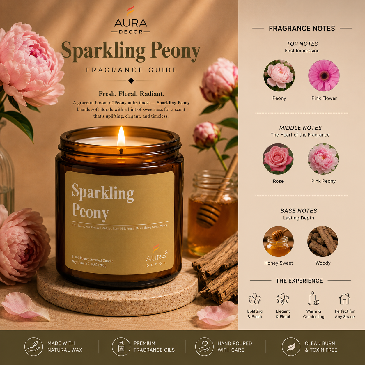 AuraDecor Amber Jar 200gm, Soya Wax Jar Candle