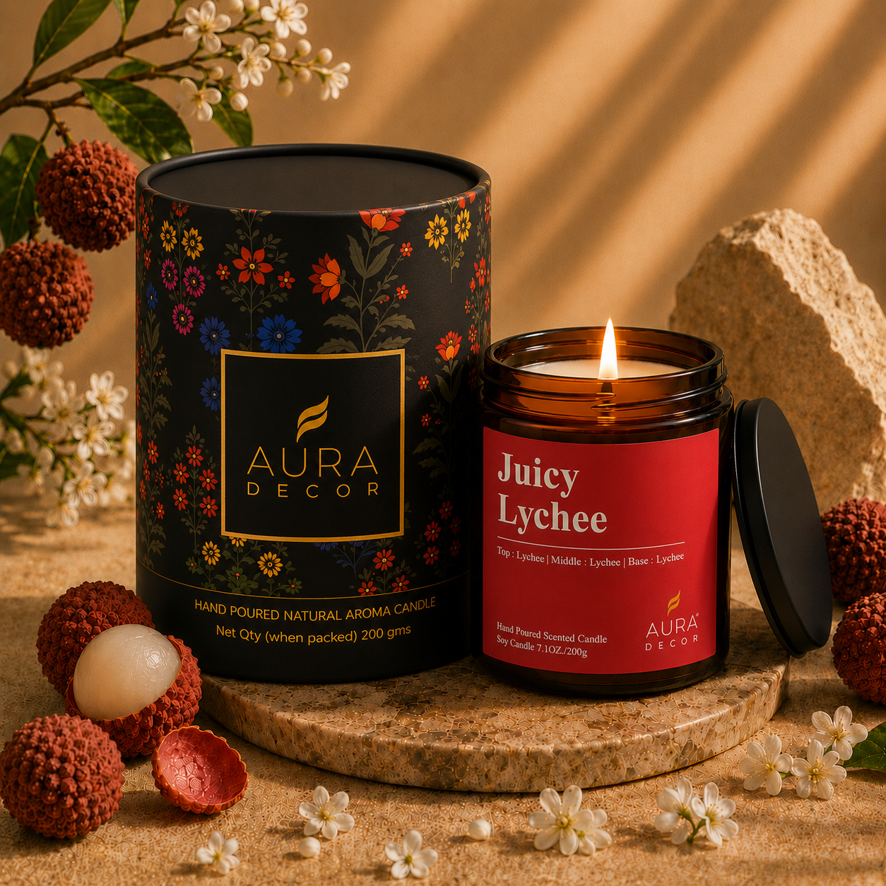 AuraDecor Amber Jar 200gm, Soya Wax Jar Candle