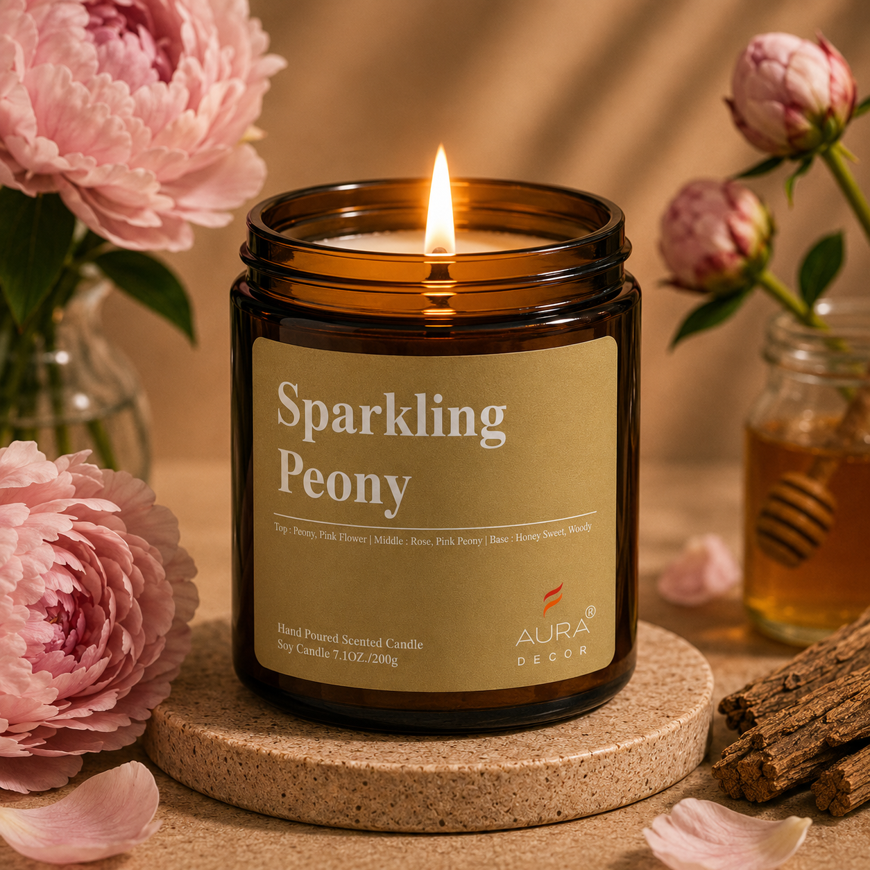 AuraDecor Amber Jar 200gm, Soya Wax Jar Candle