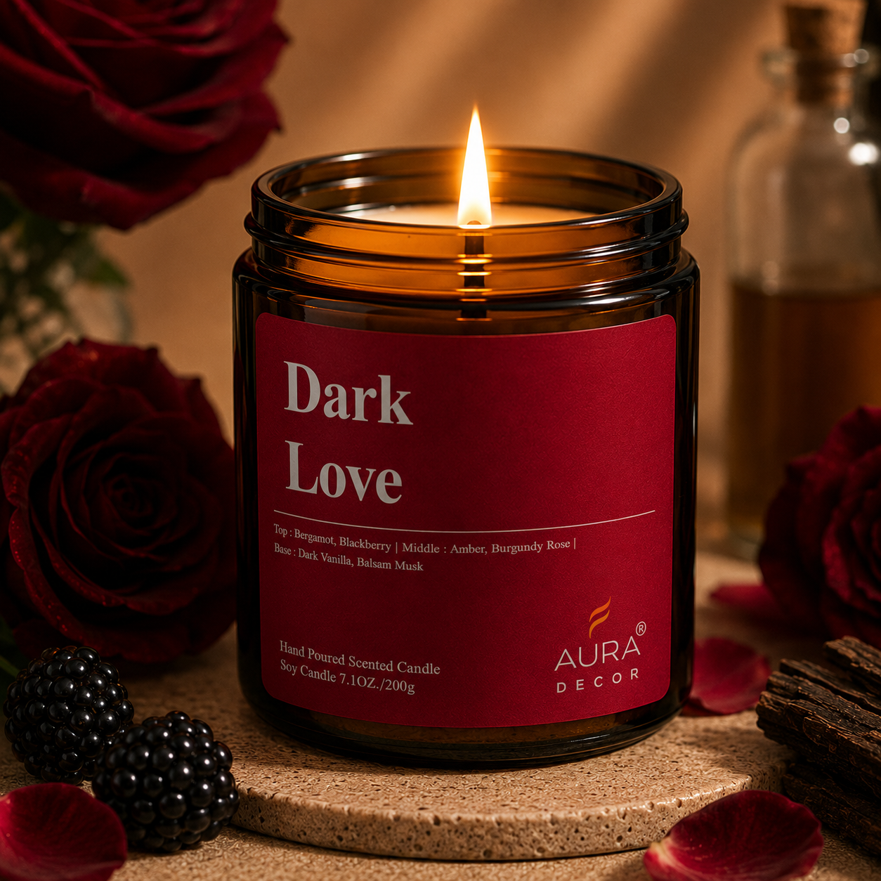 AuraDecor Amber Jar 200gm, Soya Wax Jar Candle