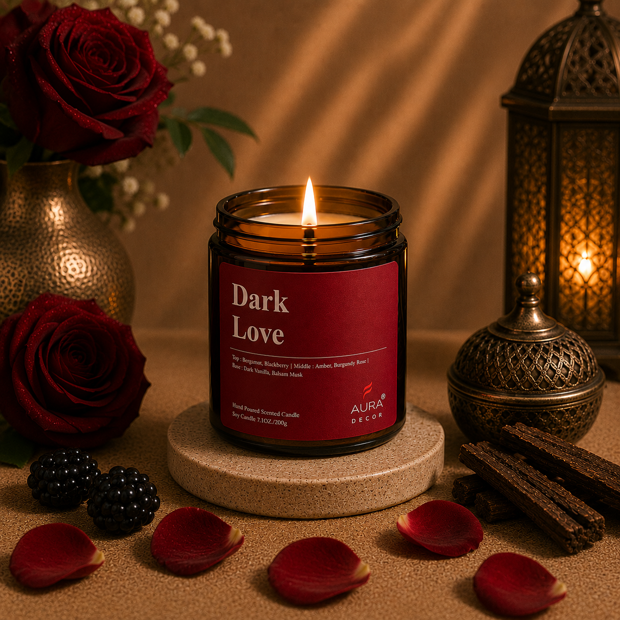AuraDecor Amber Jar 200gm, Soya Wax Jar Candle