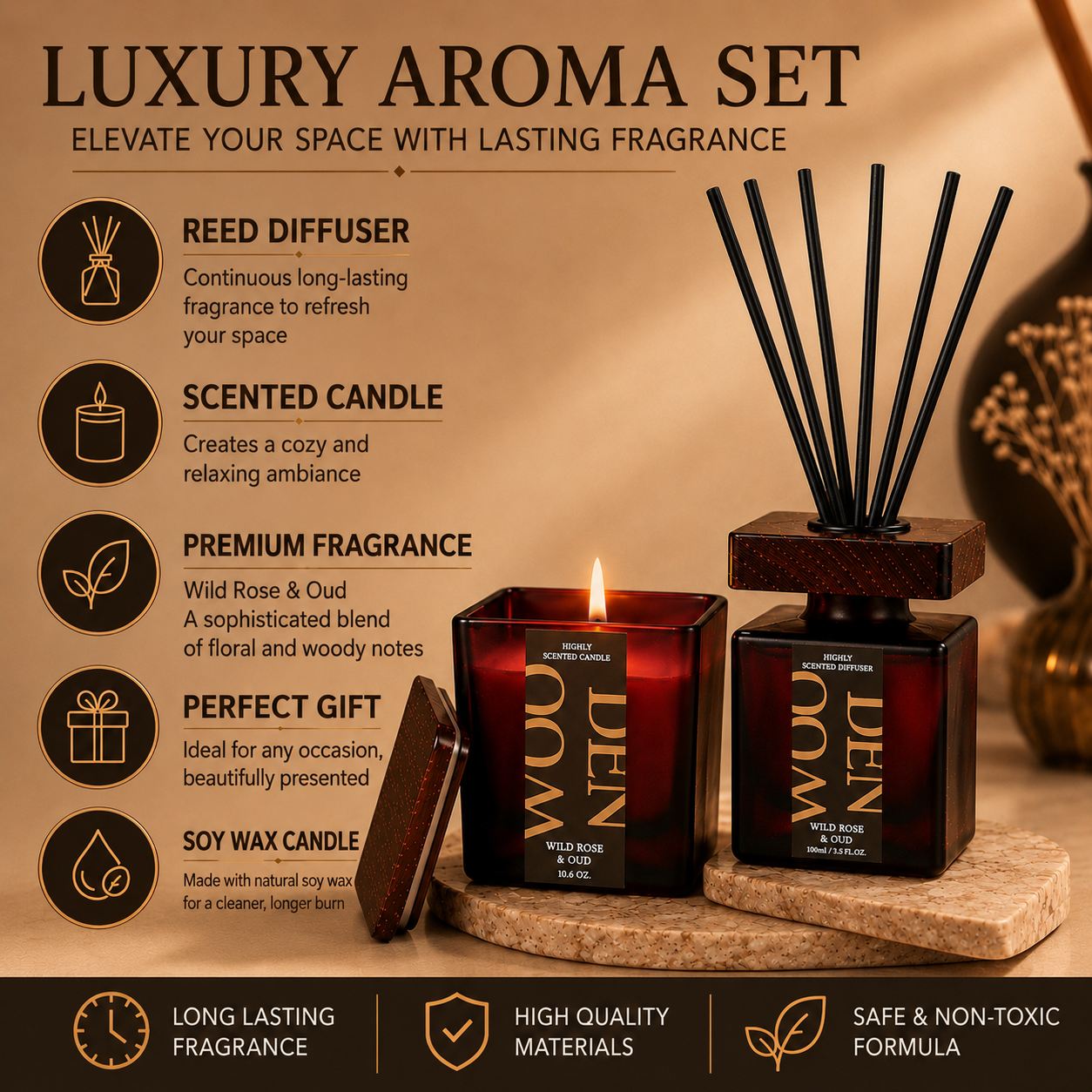 AuraDecor Wooden Whisper Duo Gift Set