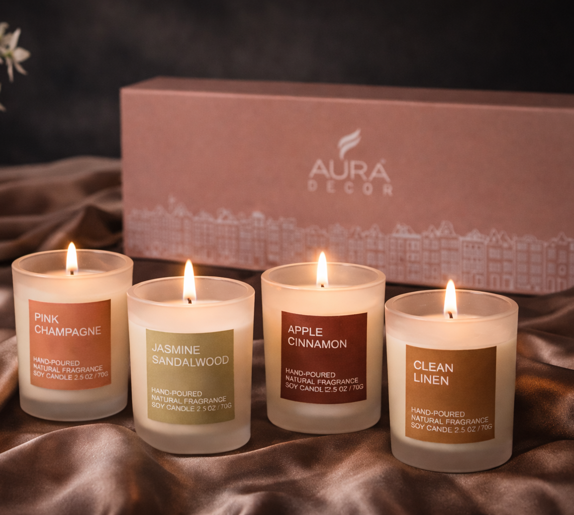 Bulk Buy Set of 4 Frosted Fragrance Glass Candle ( MOQ 16 Sets )