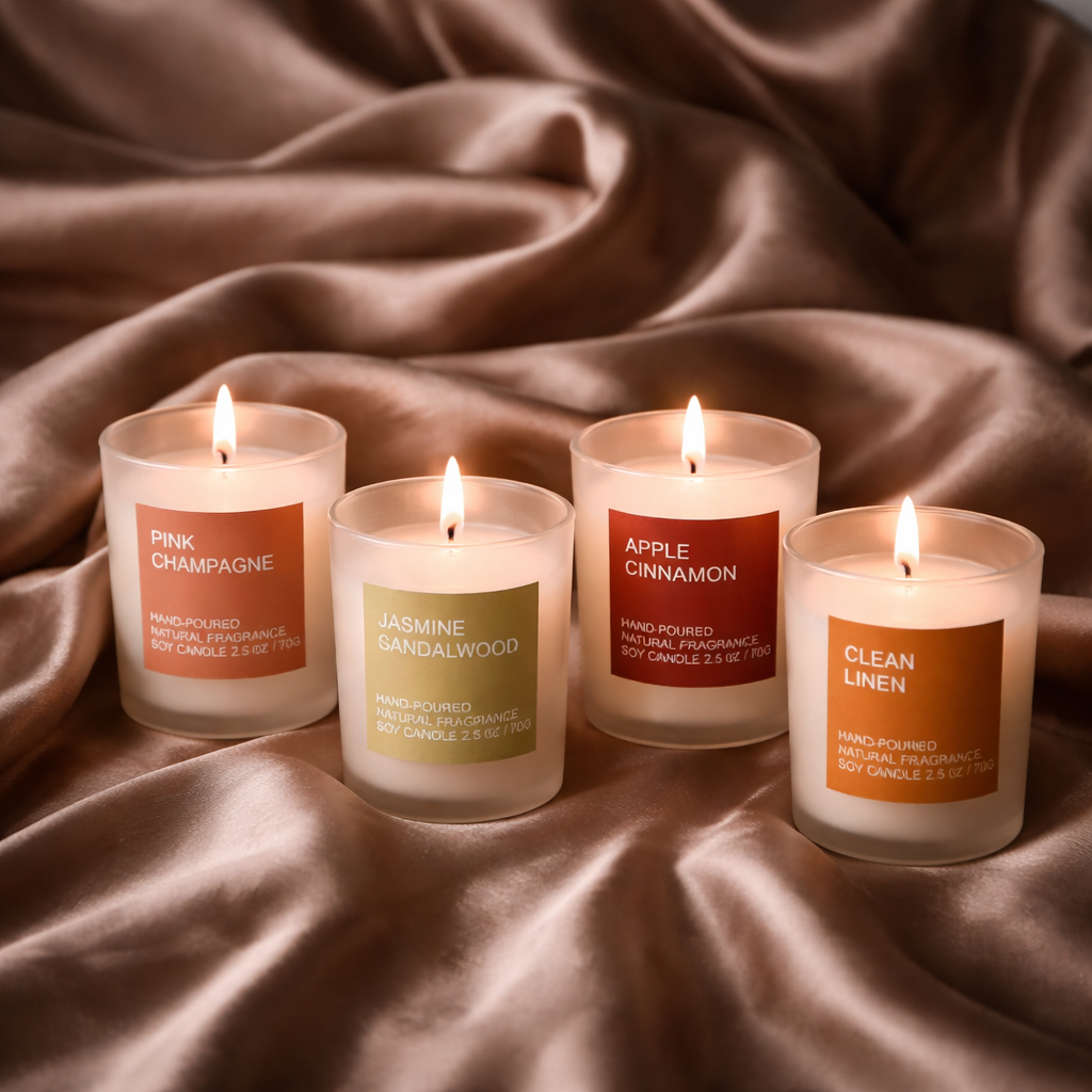 Set of 4 Frosted Fragrance Glass Candle