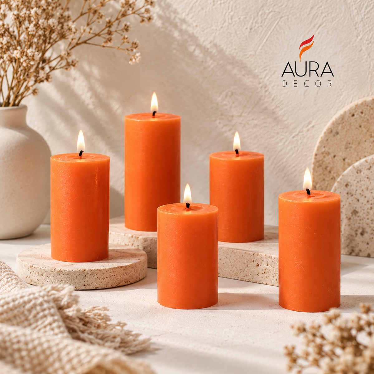 Bulk Buy Pack of 5 Fragrance Pillar Candles ( Master Qty 30 Sets )