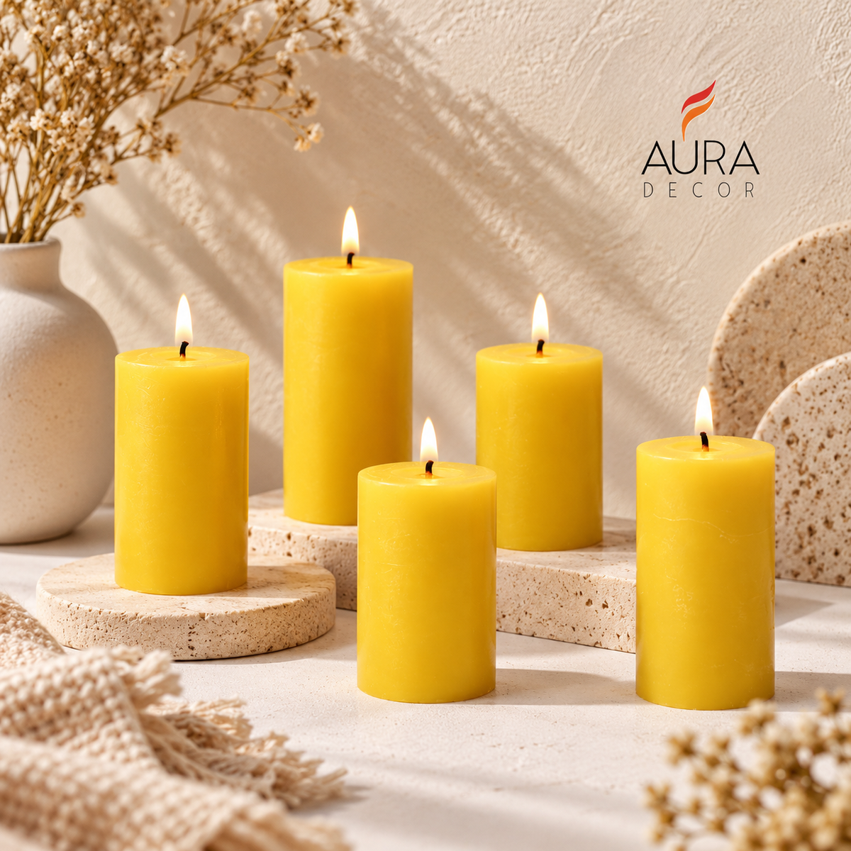 Bulk Buy Pack of 5 Fragrance Pillar Candles ( Master Qty 30 Sets )