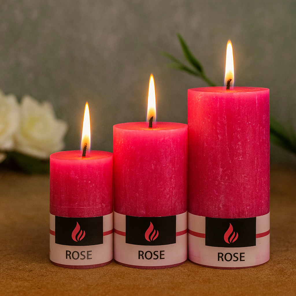 AuraDecor Fragrance Pillar Candle Set of 3