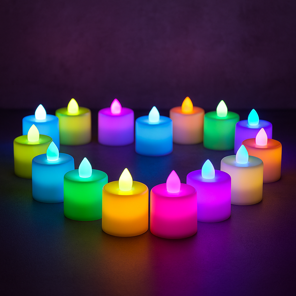 AuraDecor Multicolour LED Tealight Pack of 12 ( High Quality )