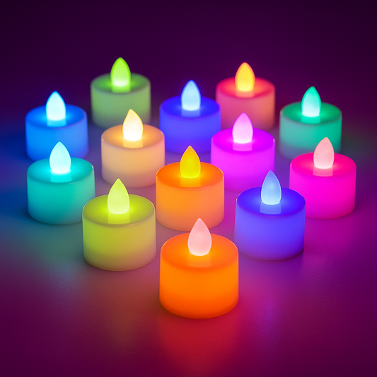 AuraDecor Multicolour LED Tealight Pack of 12 ( High Quality )