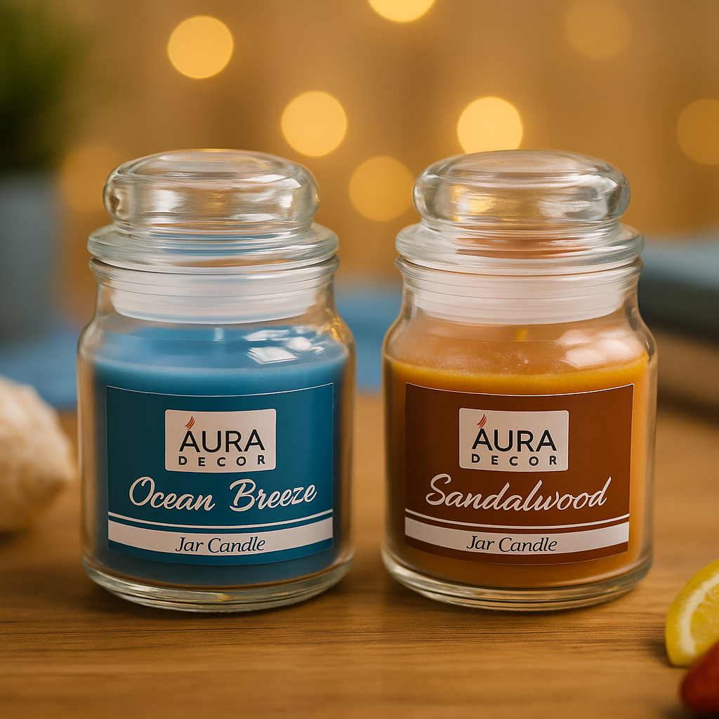 AuraDecor Set of 2 Fragrance Jar Candles ( Burning Time 30 hours Each )