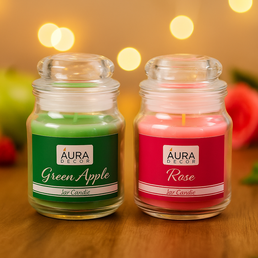 AuraDecor Set of 2 Fragrance Jar Candles ( Burning Time 30 hours Each )