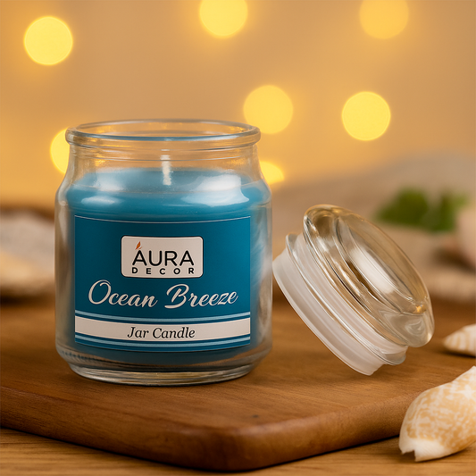 AuraDecor Ocean Breeze Fragrance Jar Candle Burning Time 30 Hours Each