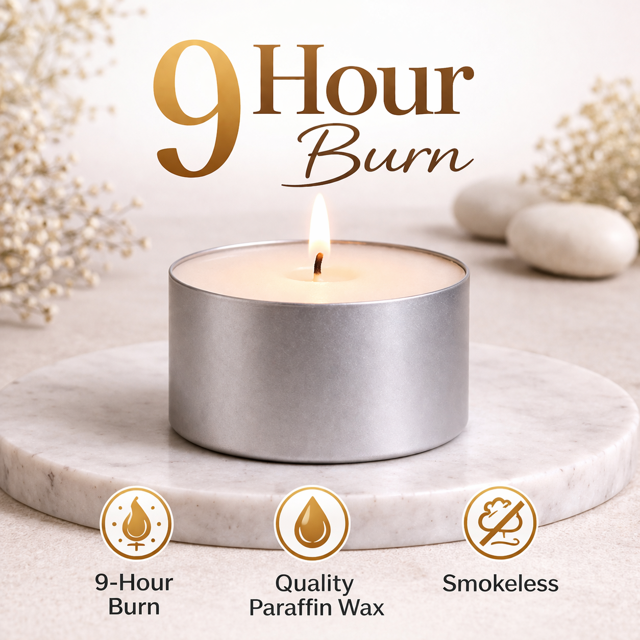 AuraDecor 9 Hours Burn Time Tealight Candles Home Spa Office Wedding