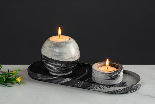 AuraDecor Concrete Decorative Candle Holders, Ideal For Gifting, Decor and Candle Making Purposes, Available in-  Cylinder, Hexagon, Octagon, Pebble, Sphere Shapes