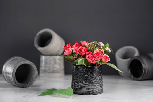AuraDecor Concrete Cylindrical Vessel For Candles, Flowers And Other Home Garnishing
