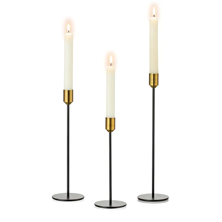 Candlestick Holders Set of 3, Taper Metal Long Candle Holders Fits (8.6/11/13'' Tall)