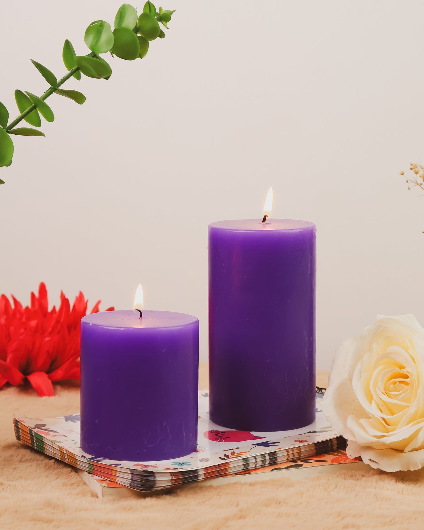 Fragrance Pillar Candle Set of 2 (2.75*3, 2.75*5 Inch) | Home Decor Candle | Scented Pillar Candle|