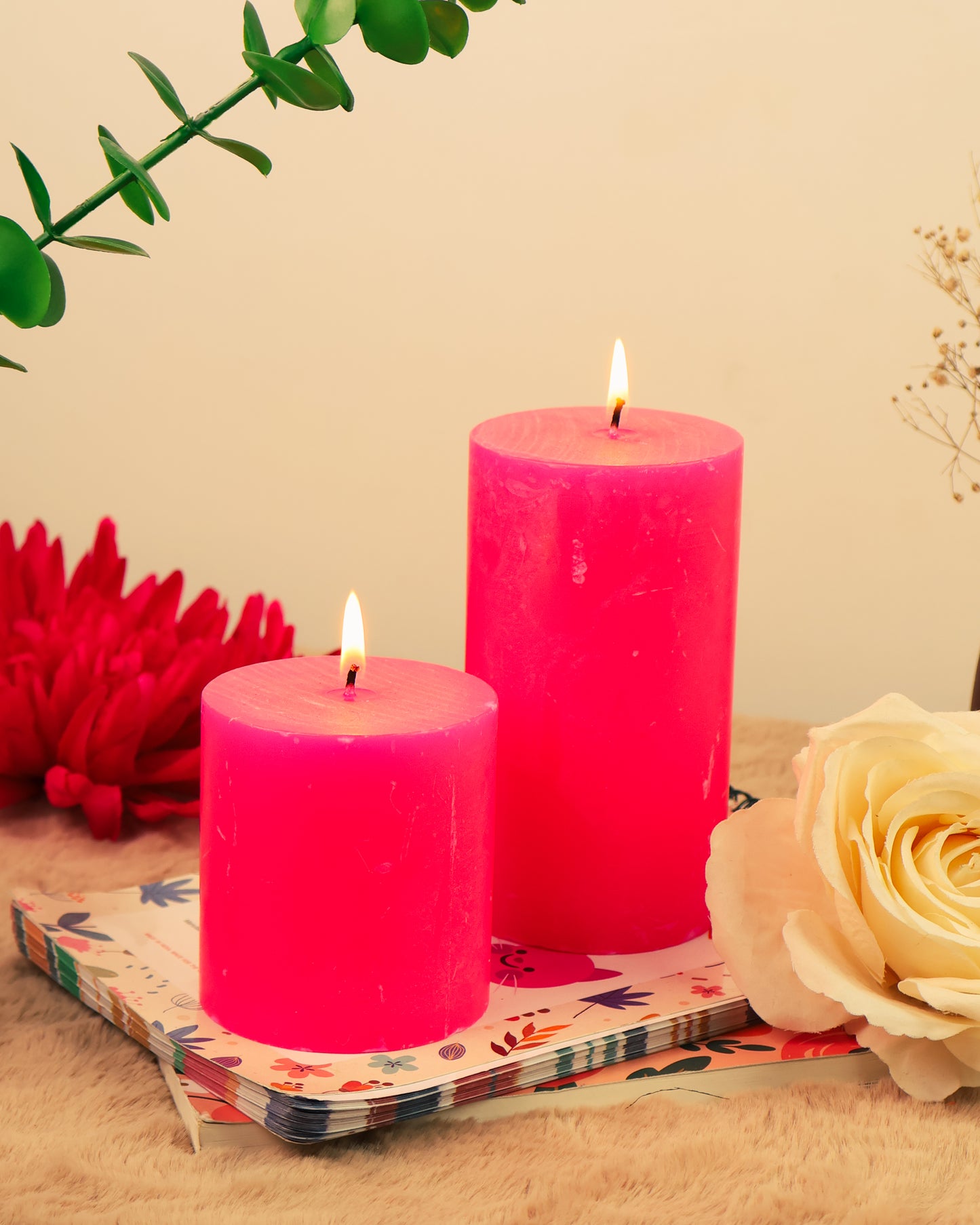 Fragrance Pillar Candle Set of 2 (2.75*3, 2.75*5 Inch) | Home Decor Candle | Scented Pillar Candle|
