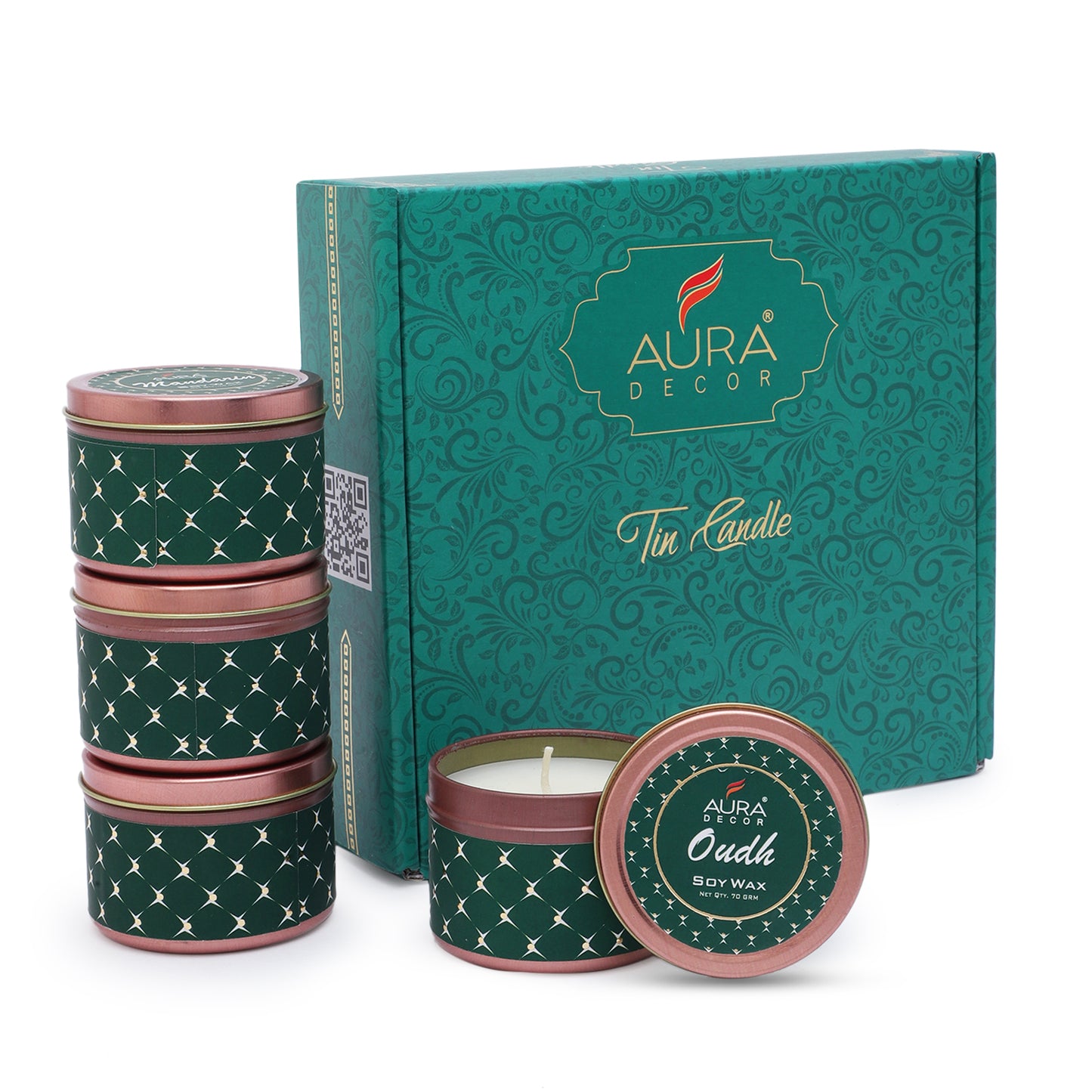 Bulk Buy Auradecor Tin Candle Gift Set | Set of 4 (Master pack of 20 box)