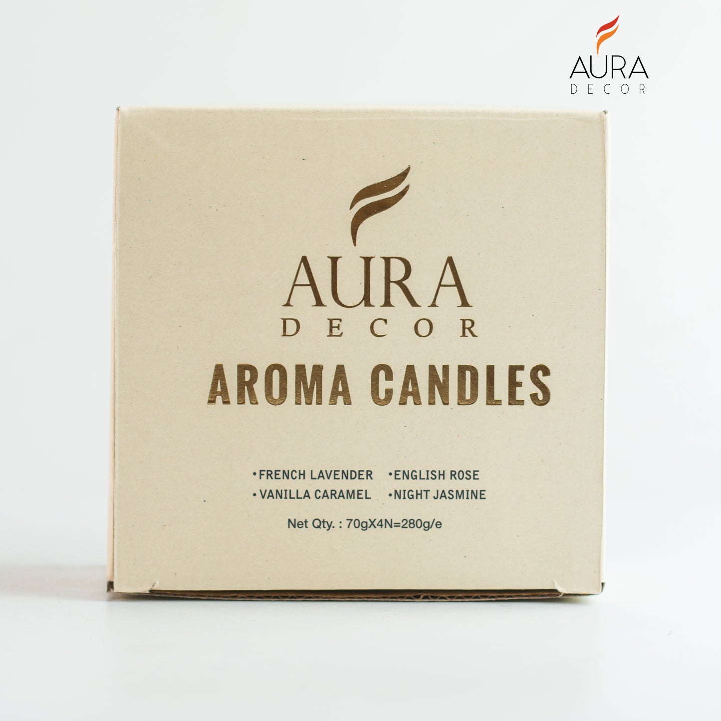 AuraDecor Set of 4 Amber Jars ( English Rose, Vanilla Caramel, Night Jasmine, French Lavender )