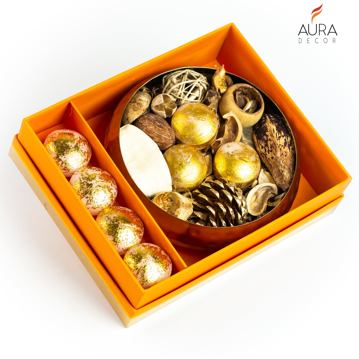 AuraDecor Urli Gift Set with Floating Candles & Potpourri in a Gift Box