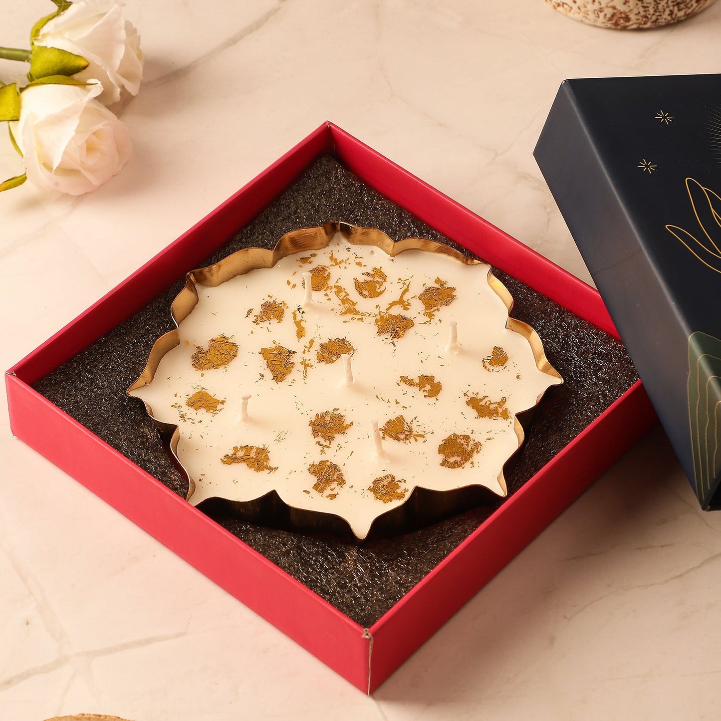 Bulk Buy Single Lotus Urli Candle Gift Set (Oudh fragrance) || Festival gift set || ( 20 box Master Pack)