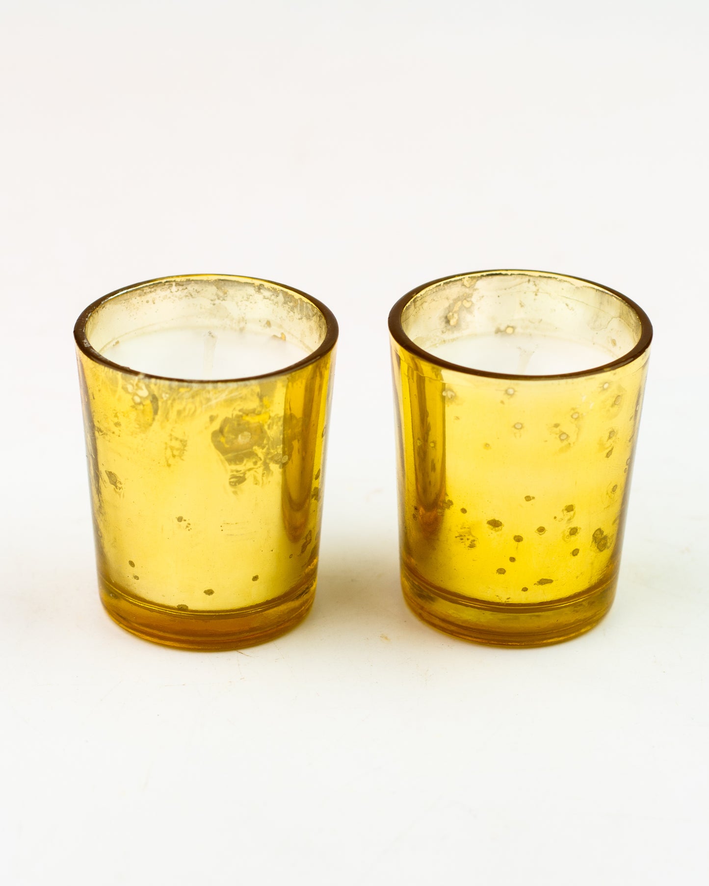 AuraDecor Golden Mercury Votive Glass Candle Jasmine Fragrance (Set of 2)