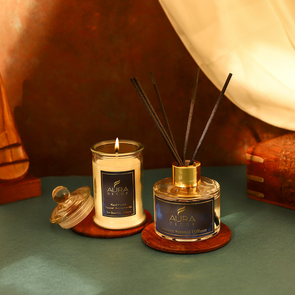 AuraDecor Blue Premium Reed Diffuser Gift Set ||Aroma Diffuser
