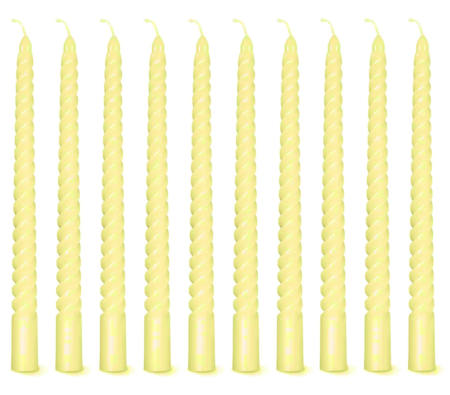 Bulk Buy AuraDecor Spiral Taper Candles Set of 10, Unscented Dripless Candlesticks, 10 Inch (Master pack of 20 box-200pcs)