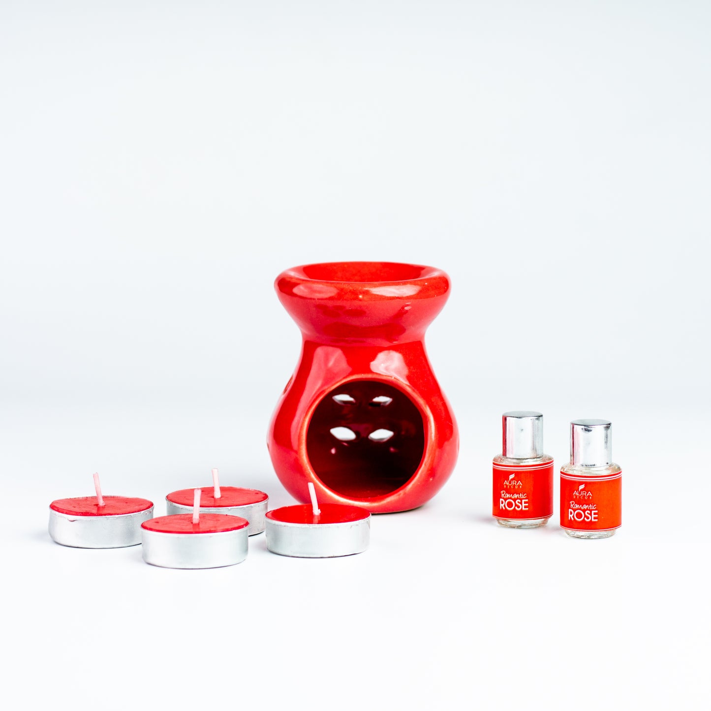 Aura Decor AromaTherapy Gift Set with 4 Tealight & 2 , 5ml Aroma Oil (GS-06)
