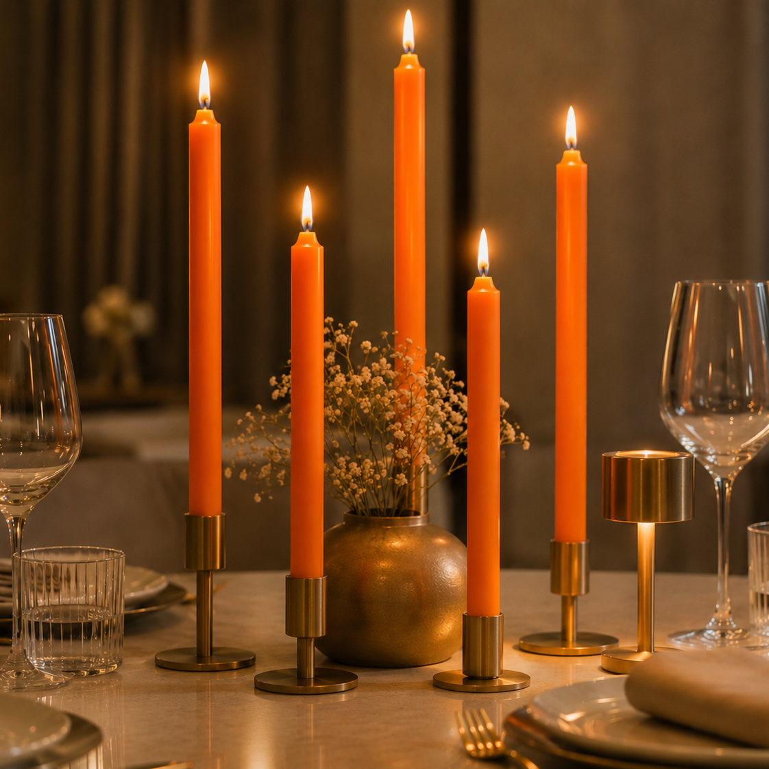 AuraDecor Large Stick Candles | Long Burning| Pack of 10