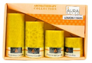 Auradecor Set of 4 Marble Finish Fragrance Pillar Set