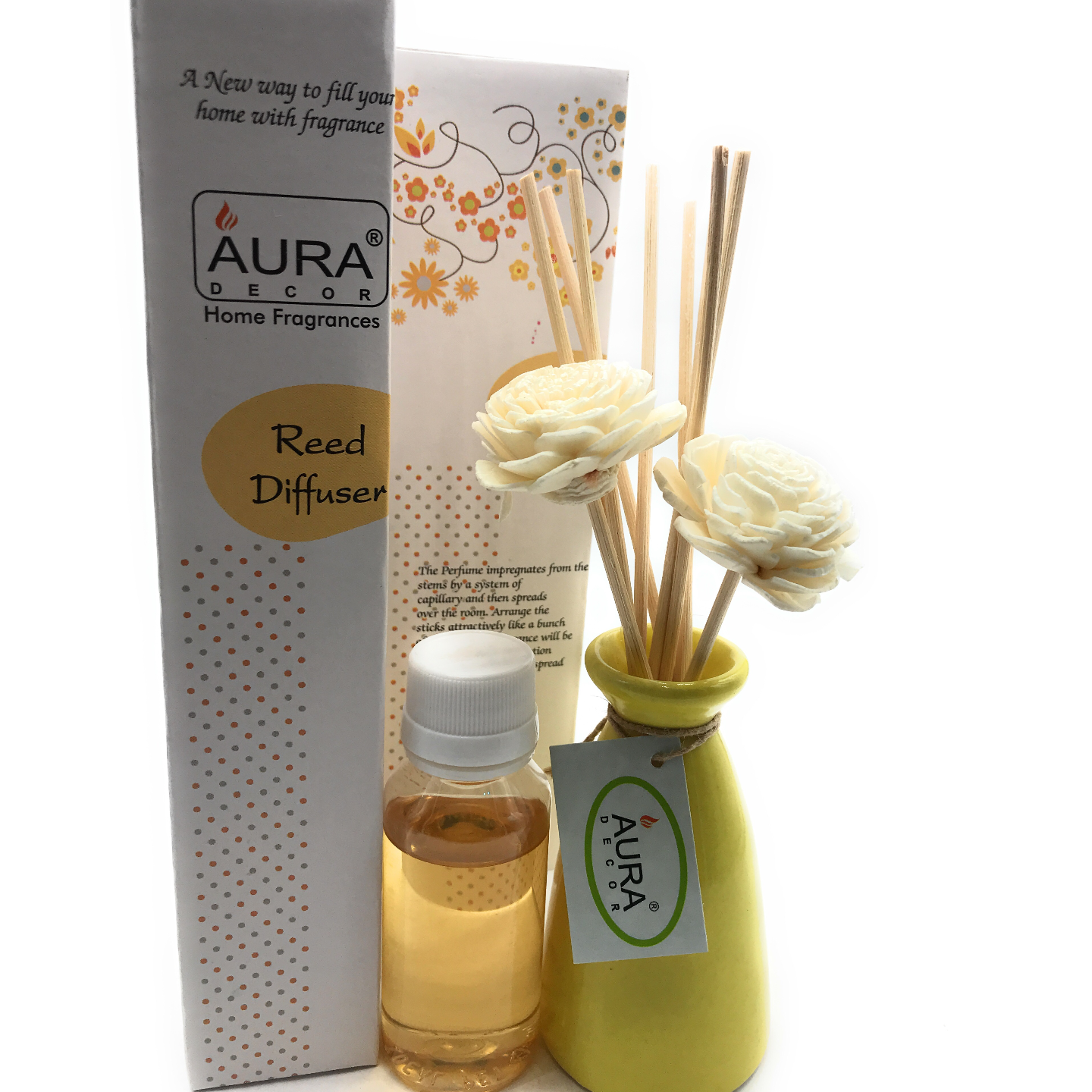 Reed Diffuser Gift Set ( Citrus Fragrance ) - auradecor.co.in