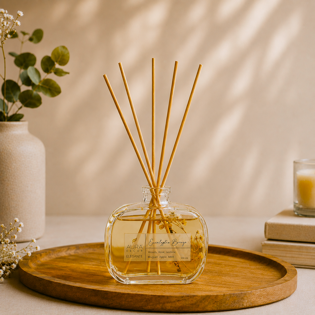 AuraDecor Elegante Reed Diffuser Gift Set | Premium Home Fragrance with Dried Flowers | 100 ml