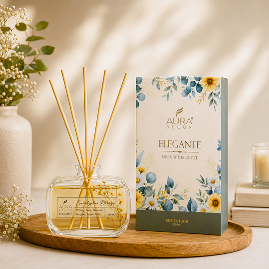 AuraDecor Elegante Reed Diffuser Gift Set | Premium Home Fragrance with Dried Flowers | 100 ml