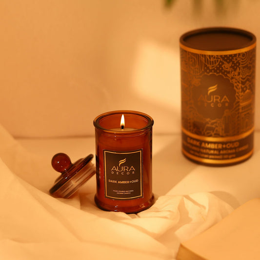Bulk Buy AuraDecor Scented Tomb Lid Jar Candle (Master box 20pcs) || Amber jar || Gift Set ||