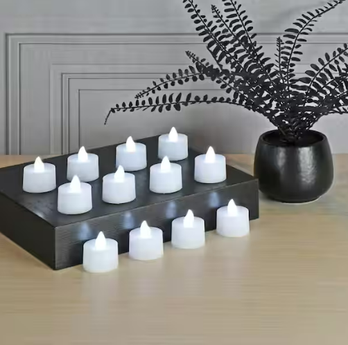 Bulk Buy Pack of 12 AuraDecor White LED Tealight Candles (Master Qty 21 Packs)
