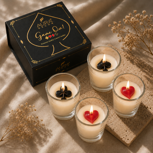 AuraDecor Royal Flush Playing Card Theme Candle Gift Set | Poker & Teen Patti Inspired