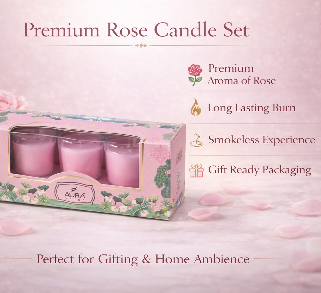 AuraDecor Glass Set of 3 Fragrance Votive Candle