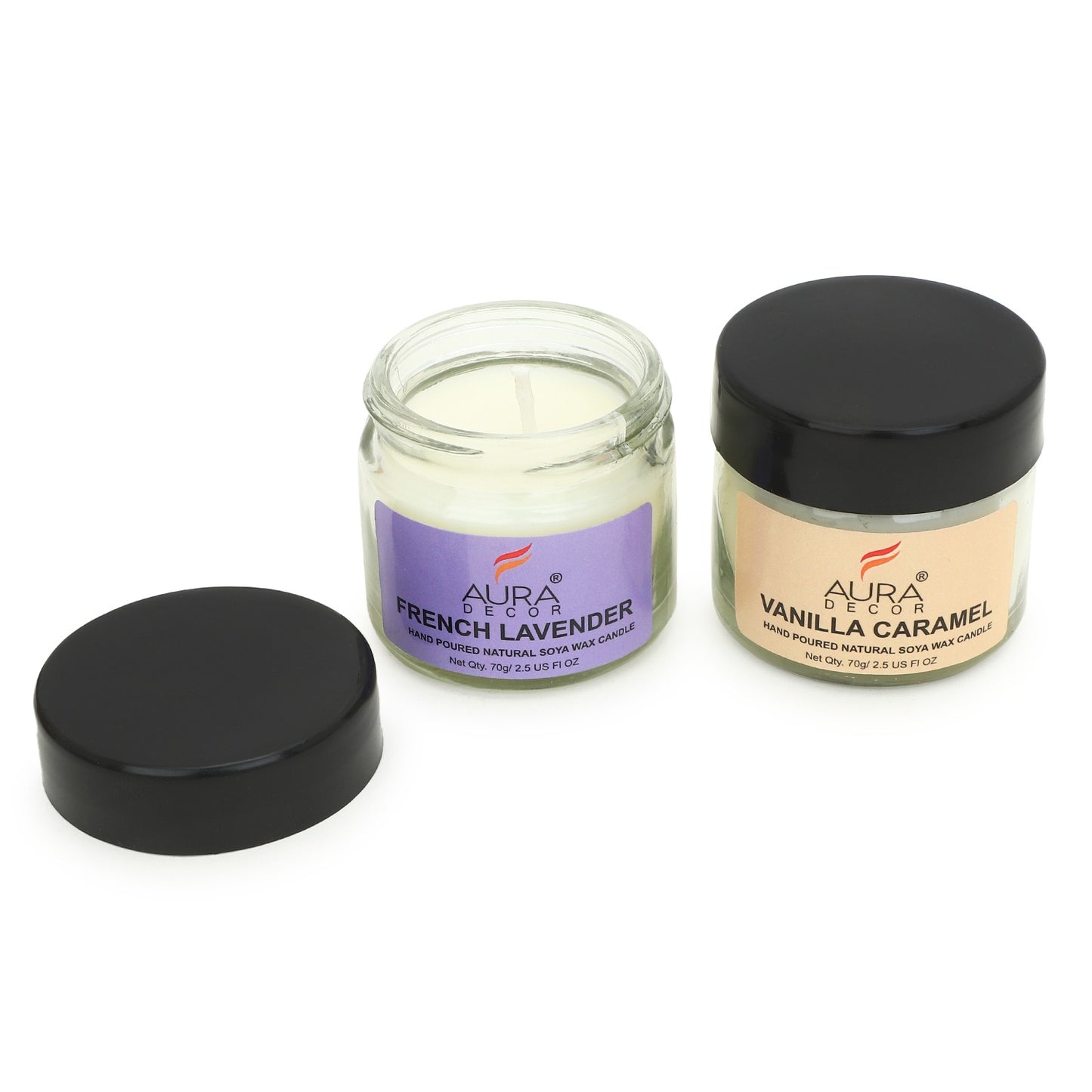 AuraDecor Natural soy wax jar candle set of 2