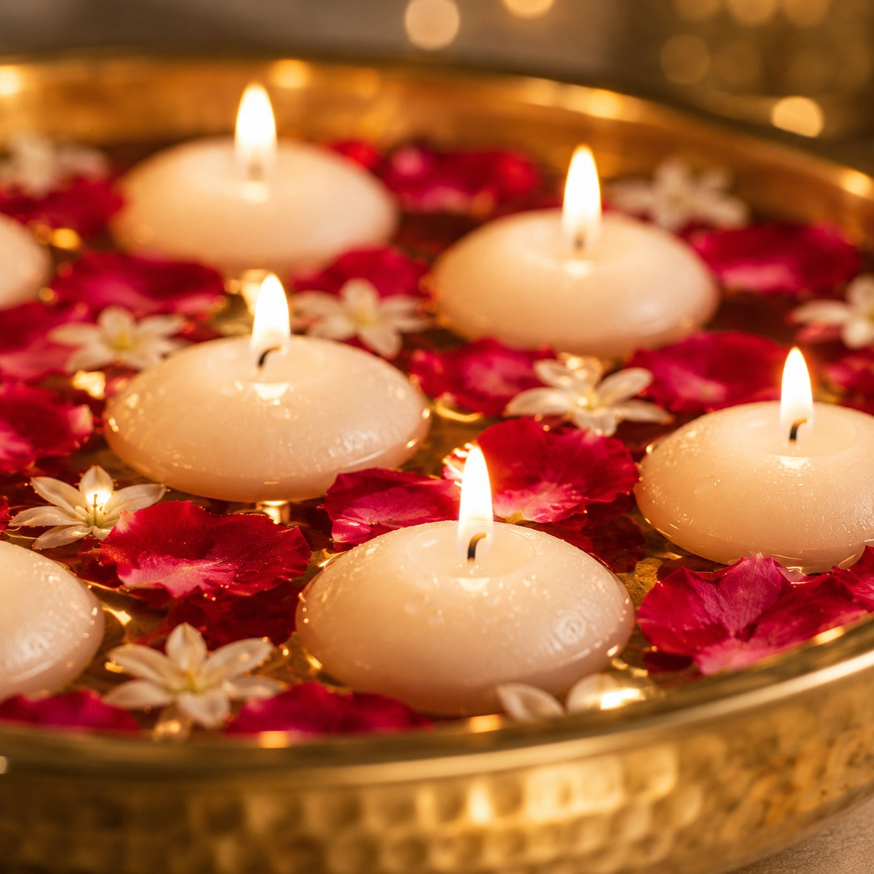 AuraDecor Bulk Buy Pack of 20 Nugget Floating Candle ( Burning Time 4 hours Each ) ( 24 Packets Master )