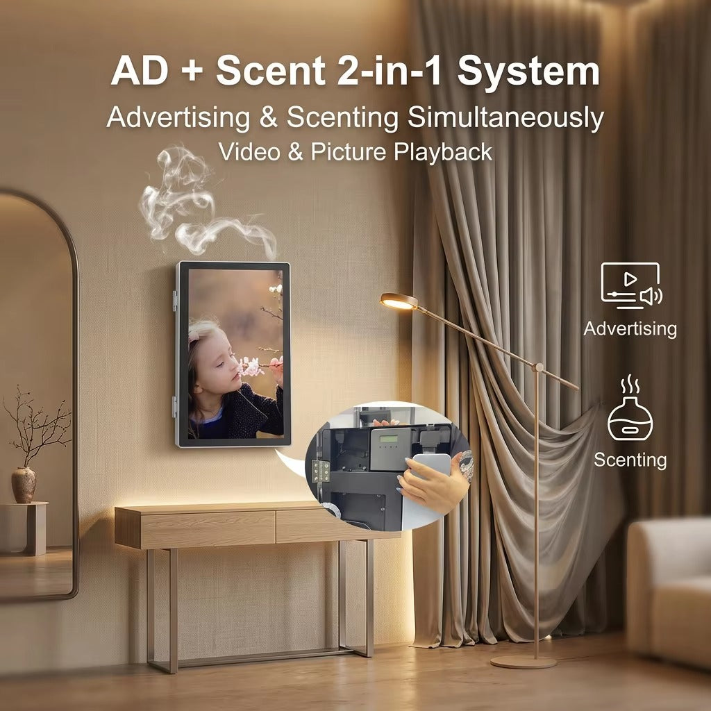 AuraDecor AD-SCENT Smart Aroma Diffuser & Digital Advertising Display | 18.5" Android Display