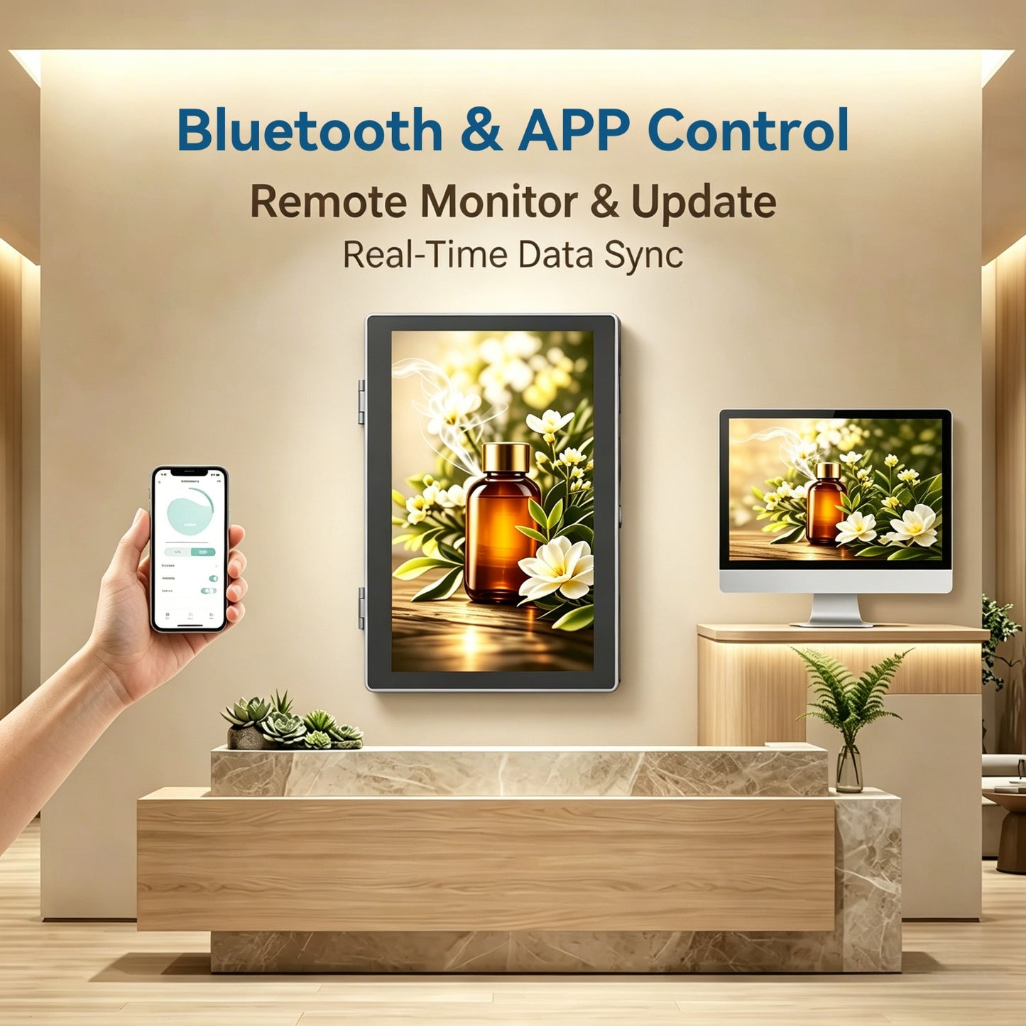 AuraDecor AD-SCENT Smart Aroma Diffuser & Digital Advertising Display | 18.5" Android Display