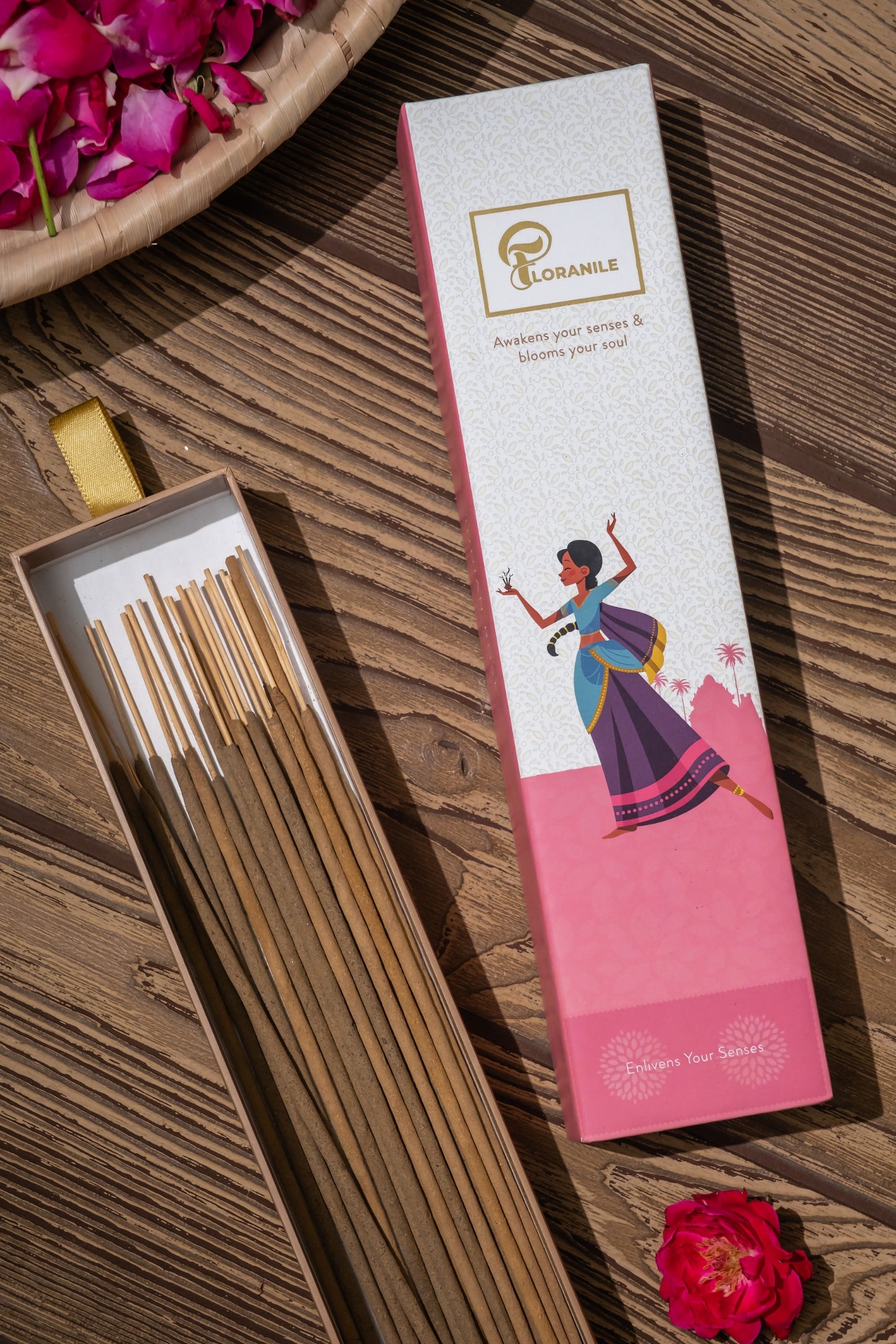 Premium Handmade Incense Sticks - 40 Sticks Each (Rose & Sandalwood ) |Pack of 2