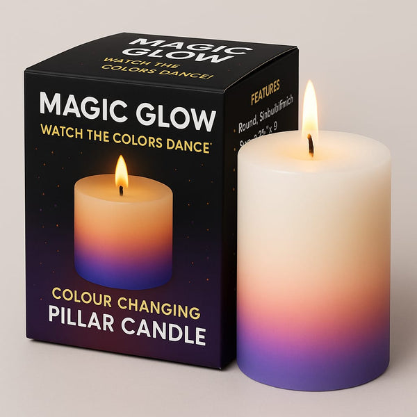 AuraDecor MagicGlow Color Changing Pillar Candle
