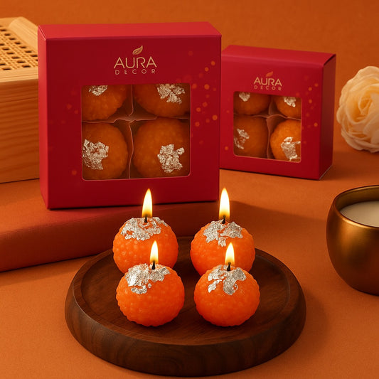Festive Ladoo Candle Gift Set Set of 4 small