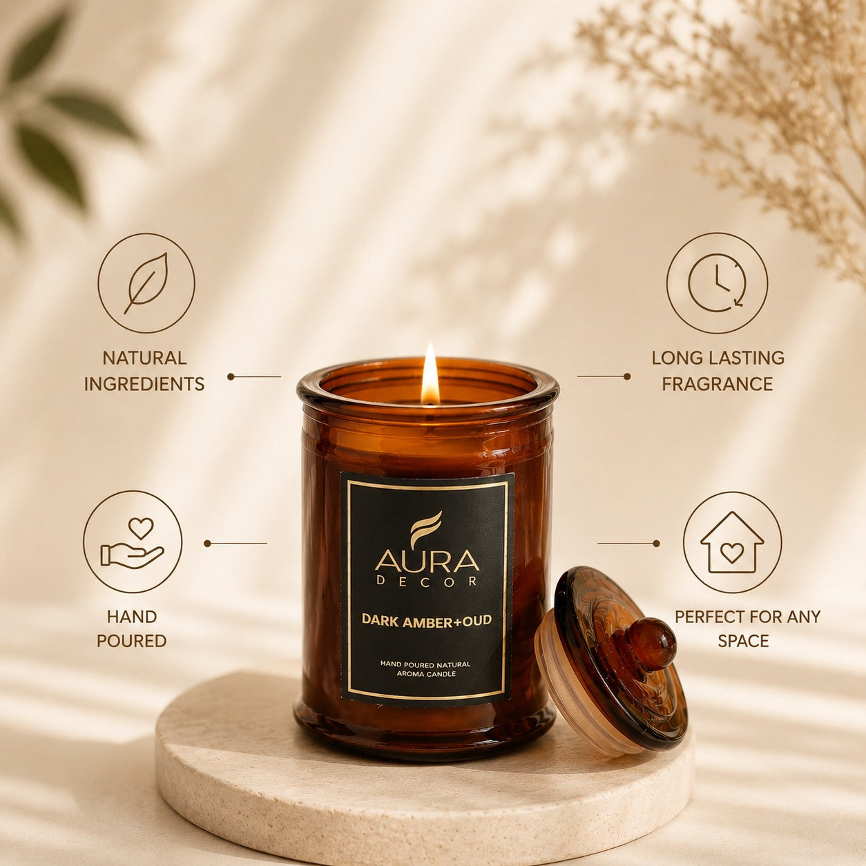 AuraDecor Scented Tomb Lid Jar Candle || Amber jar || Gift Set ||