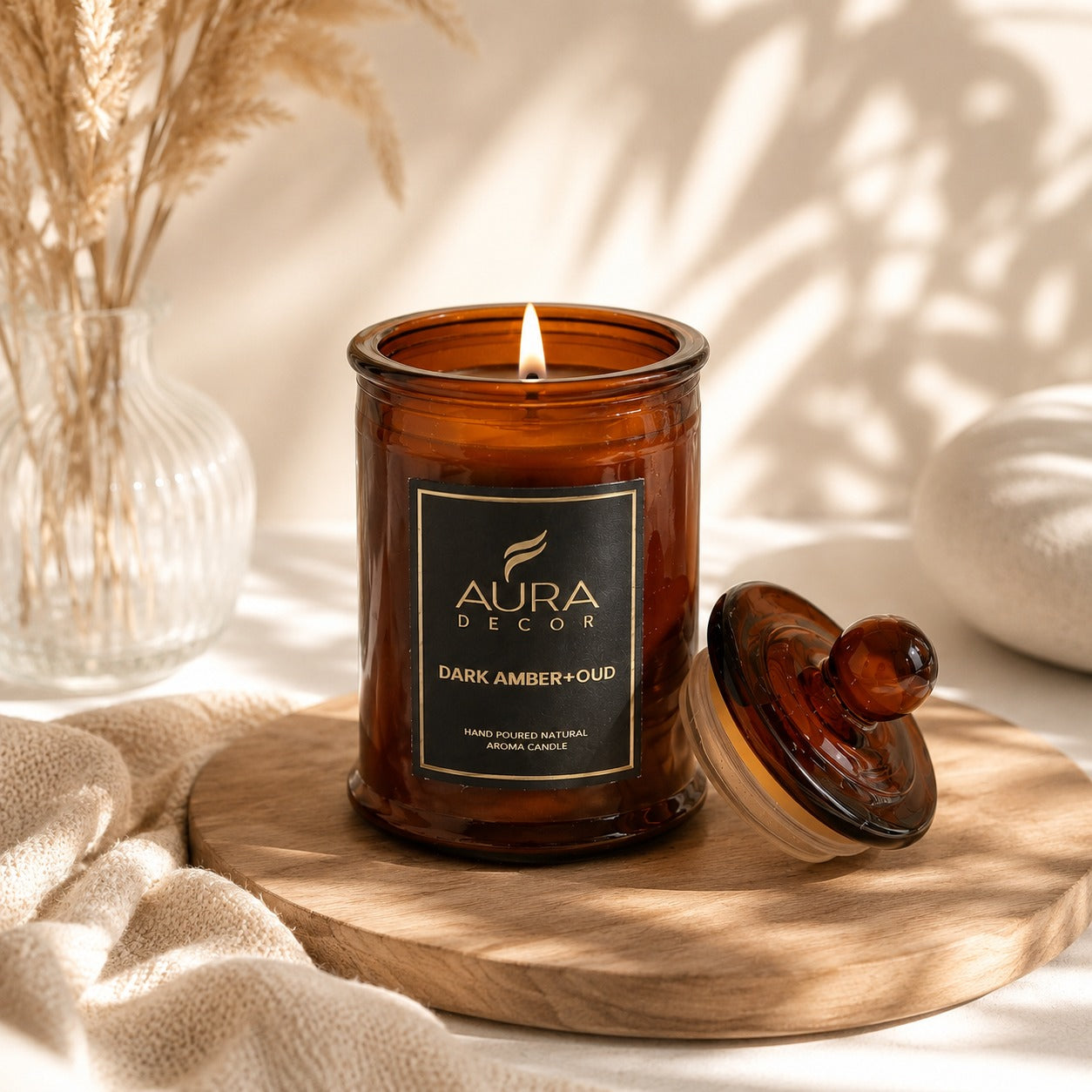 AuraDecor Scented Tomb Lid Jar Candle || Amber jar || Gift Set ||
