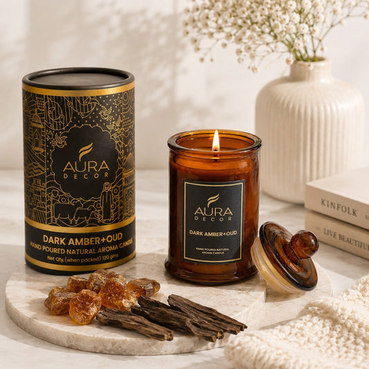 Bulk Buy AuraDecor Scented Tomb Lid Jar Candle (Master box 20pcs) || Amber jar || Gift Set ||